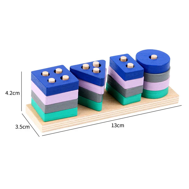 Montessori Wooden Building Blocks – Educational Color & Shape Toy