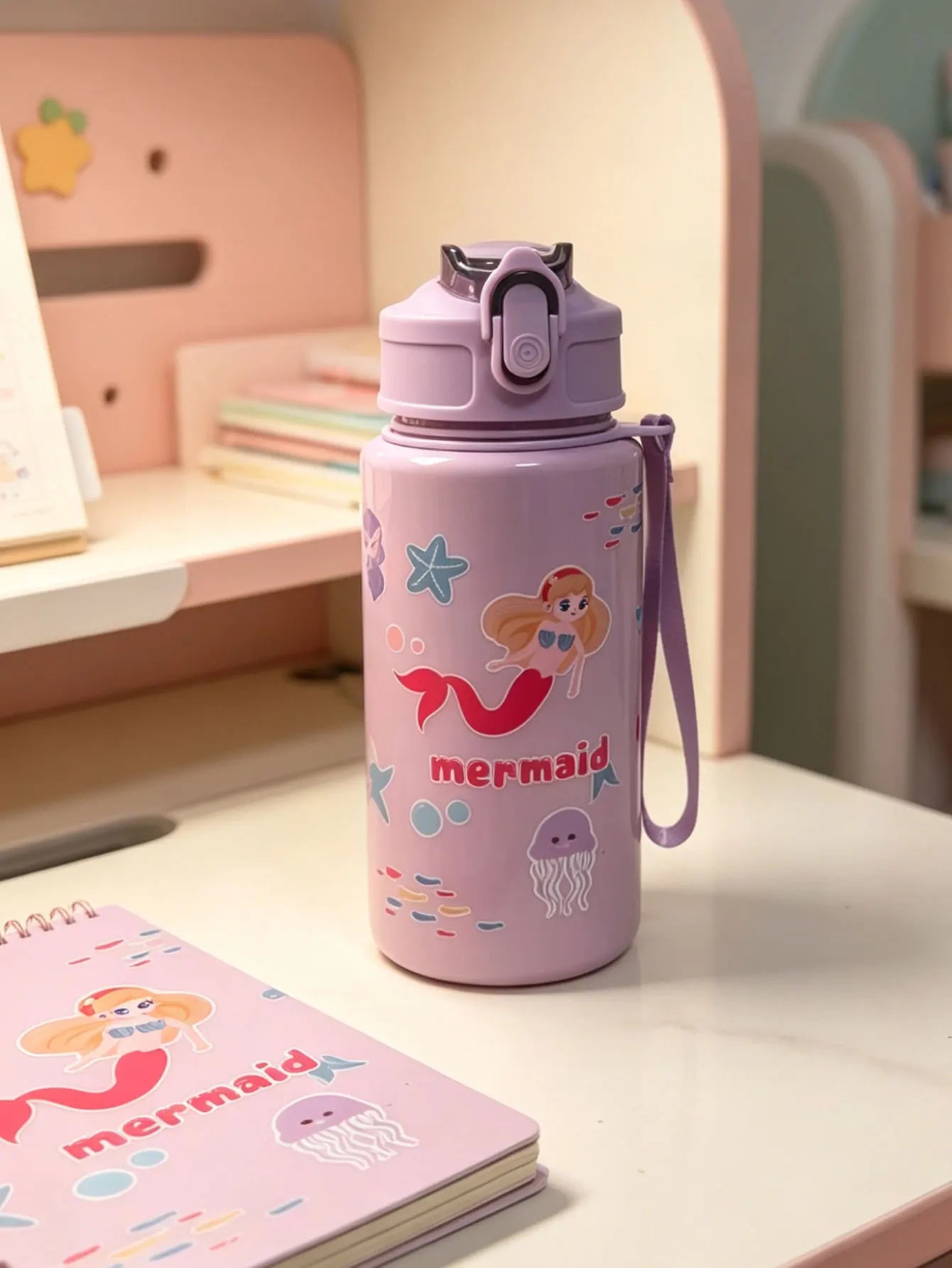 Cartoon Printed Straw Cup | BPA Free 500ml Plastic Water Bottle for Kids