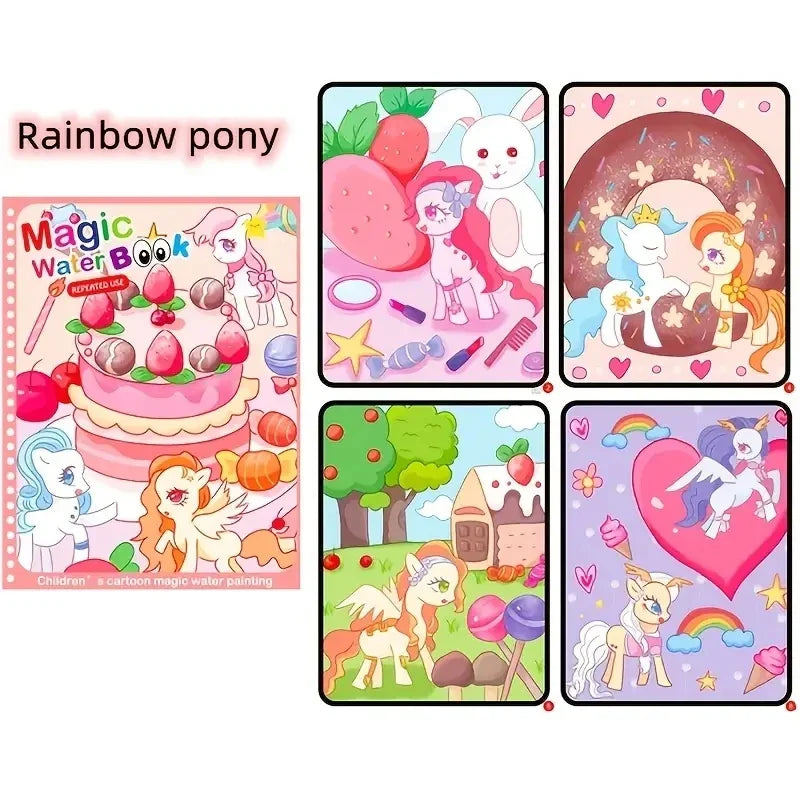 Watercolor Painting Magic Book – Reusable Cartoon Art Book for Kids