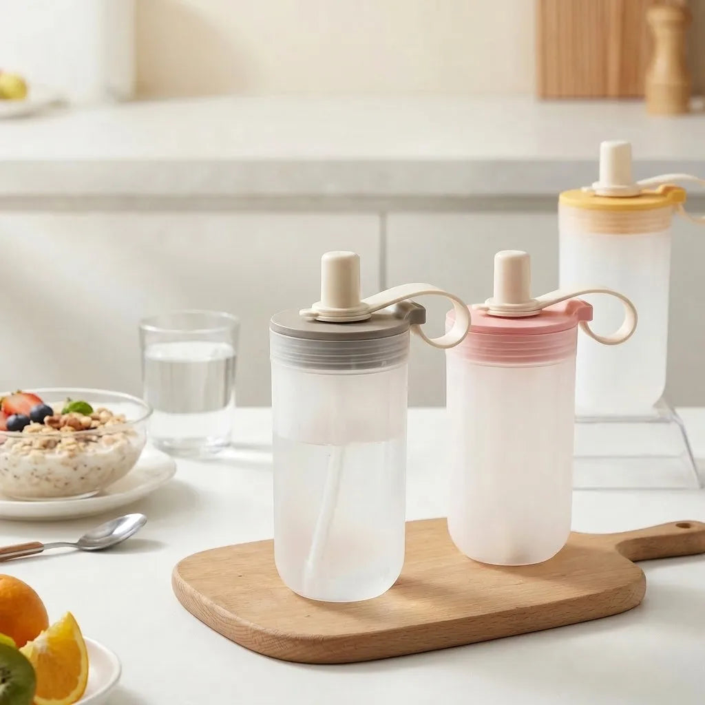 Clear Plastic Reusable Travel Mug | Leak-Proof Cup with Straw and Handle